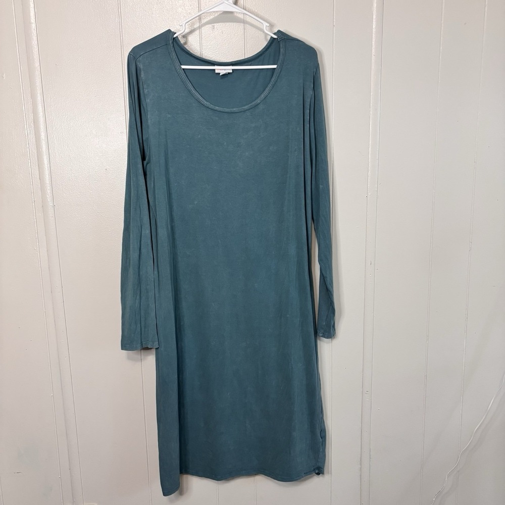 Lularoe Washed Teal Knee Length Bodycon‎ Long Sleeve Dress 2XL